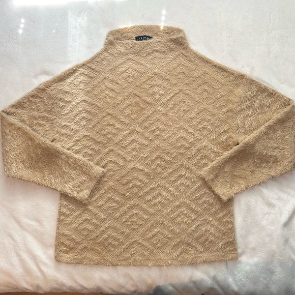 Tribal Sweaters - Tribal Textured Super Soft Mock Neck Sweater M Beige Tan fuzzy cozy Women’s